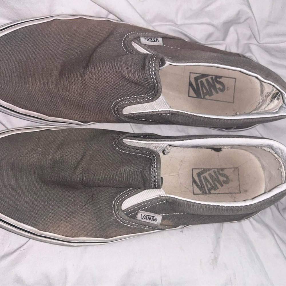 grey slip on vans